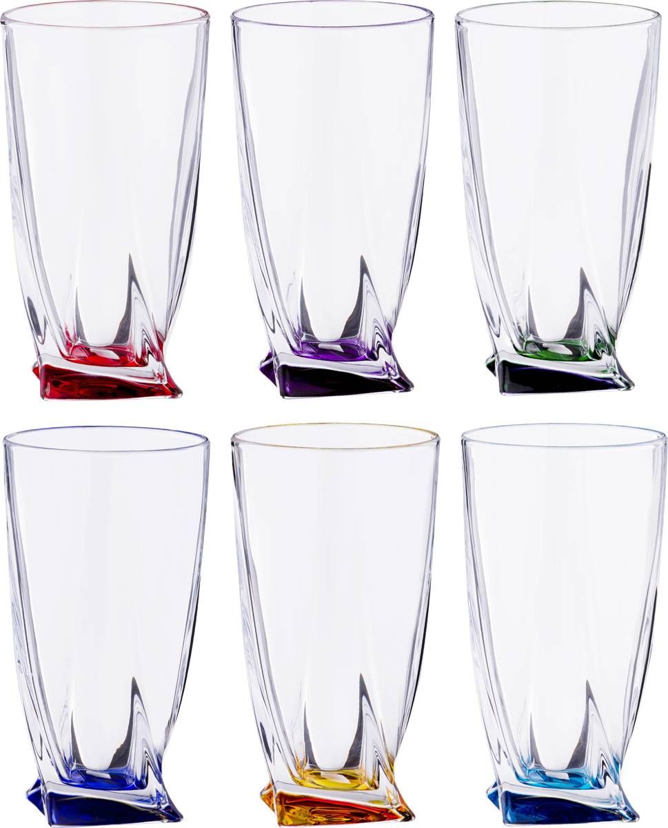 Set 6 Pahare BOHEMIA CRISTAL Quadro, 350 ML, Multicolor Casidora