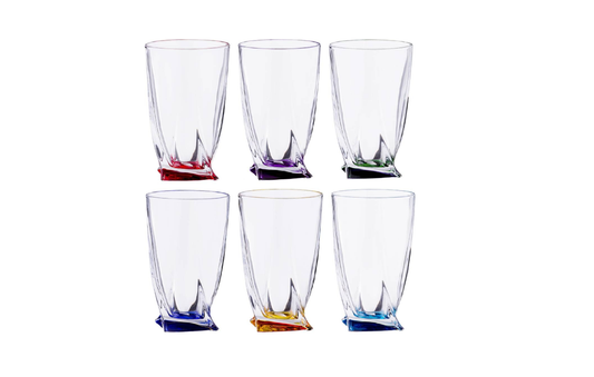 Set 6 Pahare BOHEMIA CRISTAL Quadro, 350 ML, Multicolor Casidora